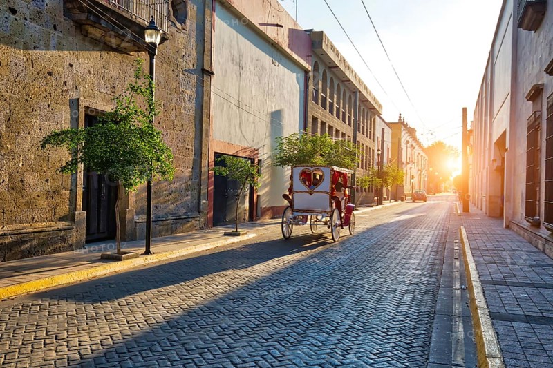 Guadalajara streets in city's historic center (Centro Historico)