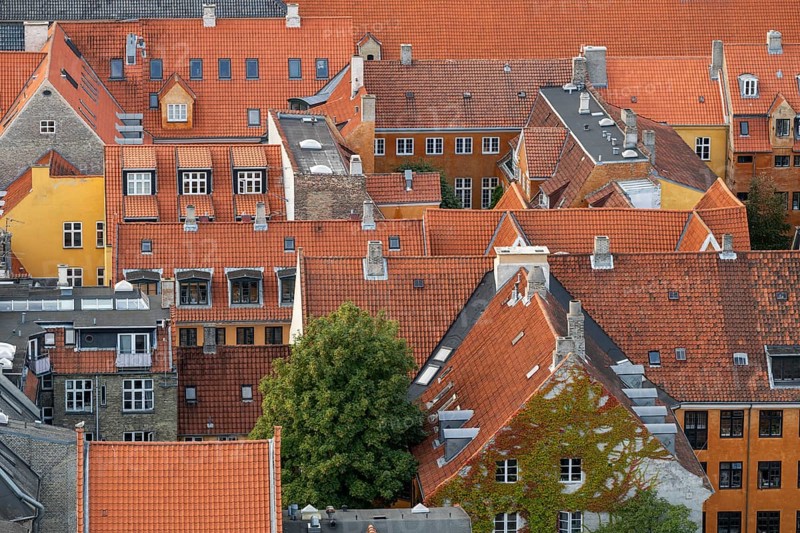 View from the Vor Frelsers Kirke to the old town centre of Christianshavn, Copenhagen, Denmark, Europe