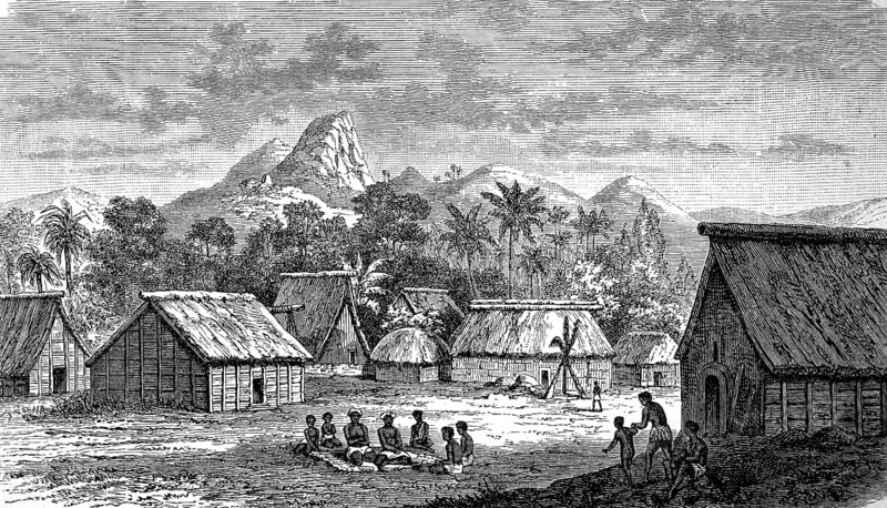Levuka village on the island of Ovalau, Fiji Islands, Fiji, in 1880, Historical, digital reproduction of an original from the 19th century, Oceania