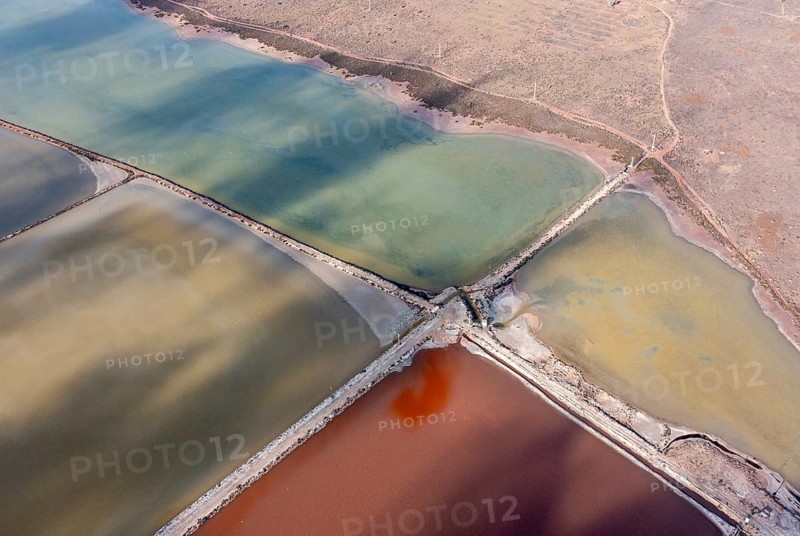 Salt ponds in the salt works, Las Salinas de Cabo de Gata, Almeria, Andalusia, Spain, Europe
