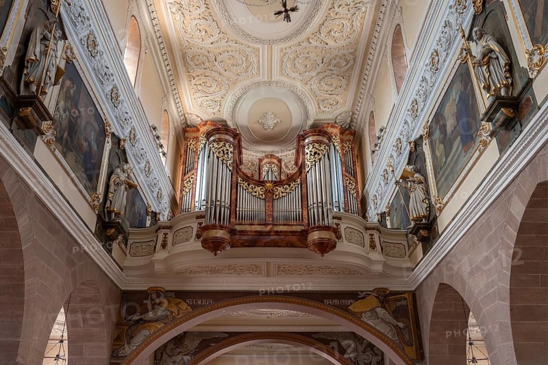 Organ loft, organ built in 1983, Cathedral of Our Lady, Villingen-Schwenningen, Baden-Württemberg, Germany, Europe