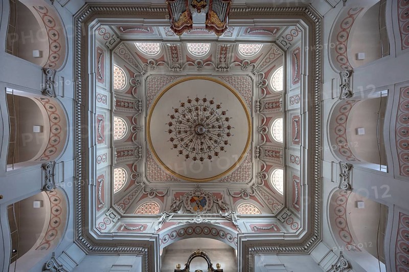 Vaulted dome of St James' Church, built 1772-1775, Bad Kissingen, Lower Franconia, Bavaria, Germany, Europe