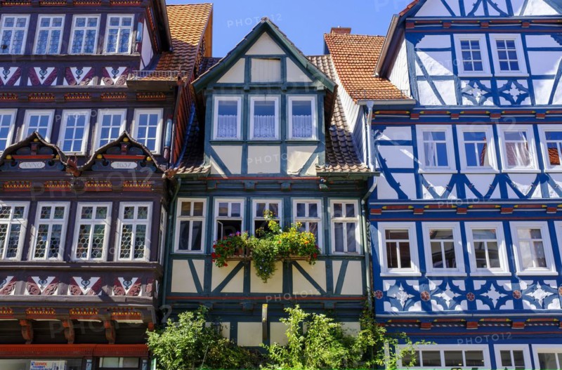Half-timbered houses, Kirchstrasse, Allendorf district, Bad Sooden-Allendorf, Werratal, Werra-Meißner district, Hesse, Germany, Europe