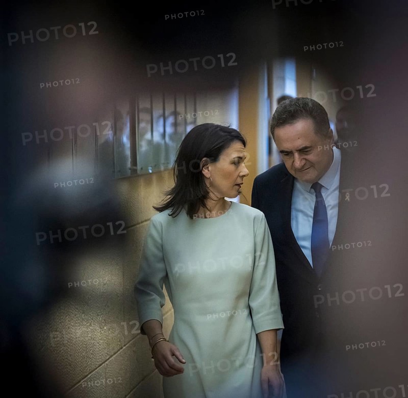 Annalena Bärbock (Alliance 90/The Greens), Federal Foreign Minister, pictured during her trip to Israel. Here a meeting with the Foreign Minister of Israel, Israel Katz, in Jerusalem.