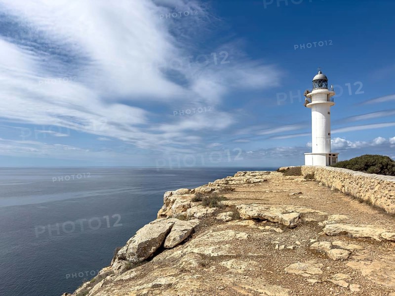 Far de Cap de Barbaria lighthouse on the southern tip of Formentera, Balearic Islands, Spain, Europe