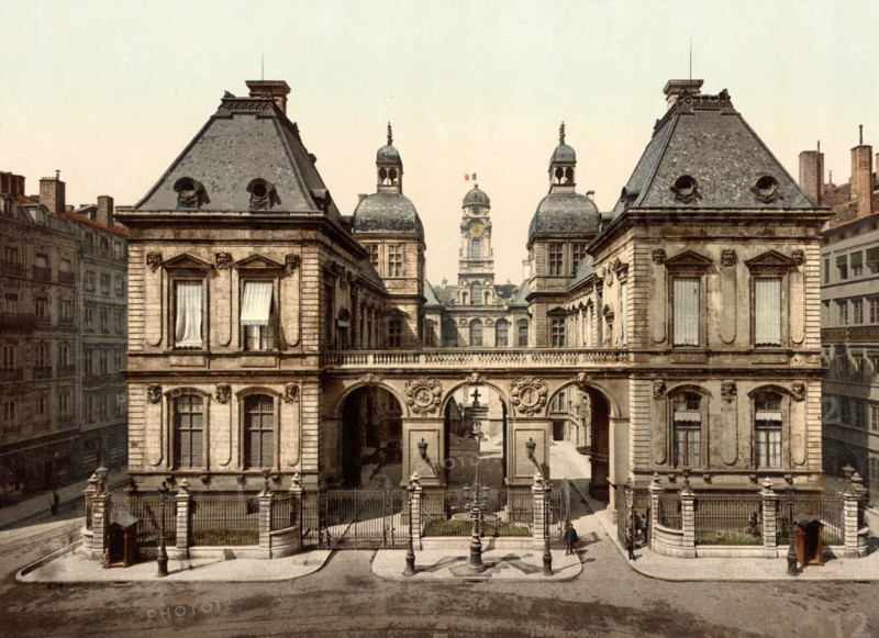 Lyon. Place de la Comedie. L'Hotel de Ville, France, c. 1890, Historic, digitally restored reproduction from a 19th century original, Europe
