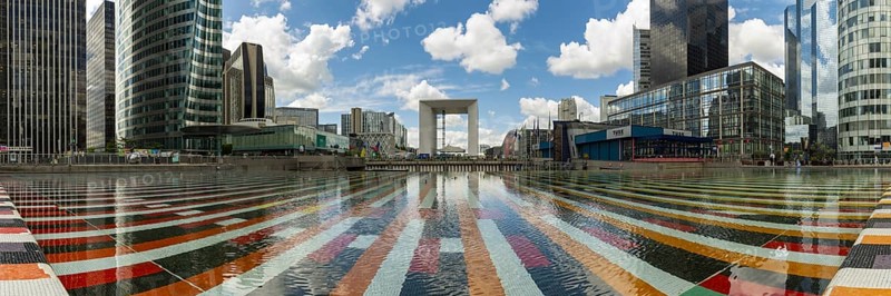 The monumetal AGAM fountain, Agam basin, Agam pool, La Defence, Europe's largest office city, Paris, Île-de-France, France, Europe