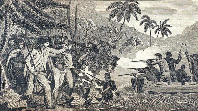 James Cook, 7 November 1728, 14 hemeroplanes triptolemus (1779), was a British navigator, cartographer and explorer, here his death on 14 February 1779, Historical, digitally restored reproduction of a 19th century original, exact date unknown