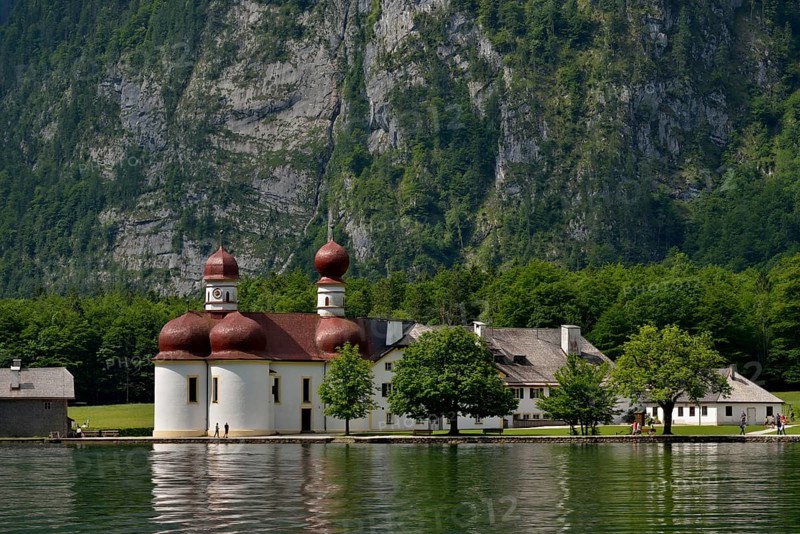 Pilgrimage church of St. Bartholomew on lake Königssee, Upper Bavaria, Bavaria, Germany, Europe