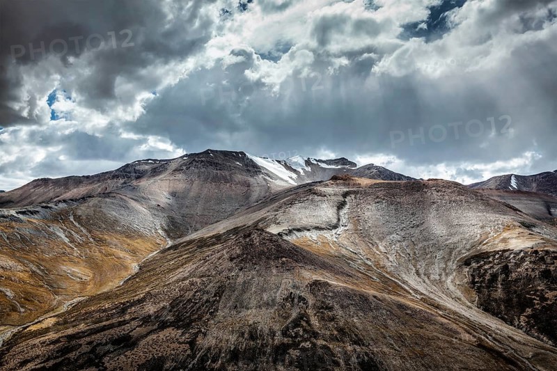 View of Himalayas near Tanglang la Pass, mountain pass in Ladakh along the Leh-Manali highway