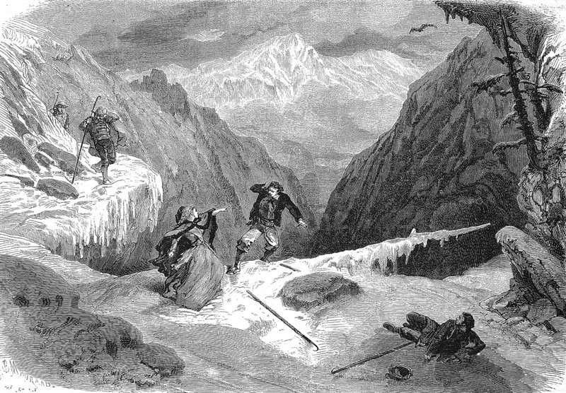 Screening at the Theatre du Vaudeville, a former theatre in Paris, Labime, Mountain drama, 1869, France, Historical, digitally restored reproduction of an original 19th century original, exact original date unknown, Europe