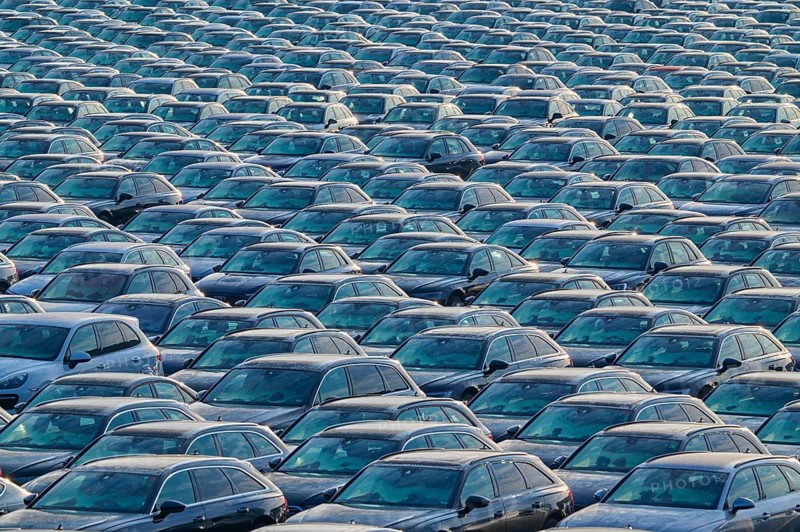 Large number of cars on assembly point, Brand Audi, Germany, Europe
