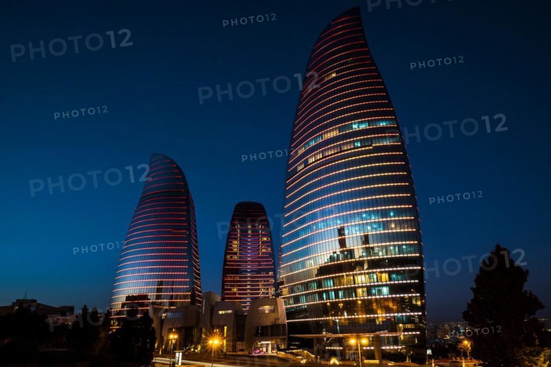 Azerbaijan, Baku, Flame Towers at night, Baku, Azerbaijan, Azerbaijan, Asia