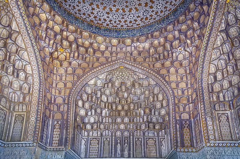 Interior of mausoleum in Complex Shahi Zinda in Samarkand, Uzbekistan, Asia