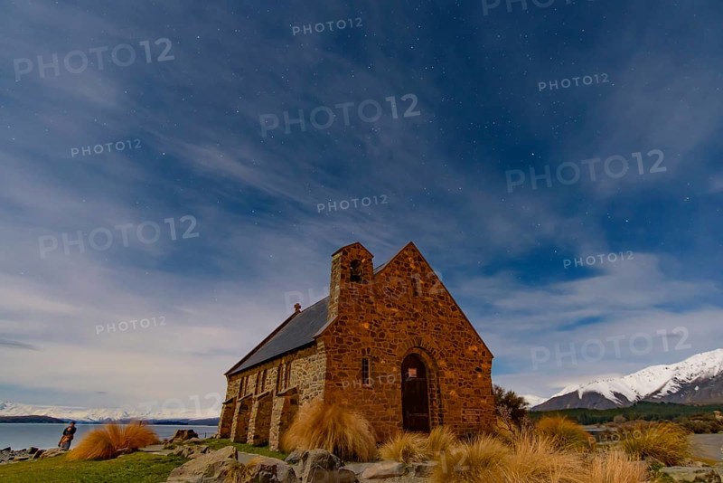 Church of the Good Shepherd at night in Lake Tekapo, South Island, New Zealand, Oceania