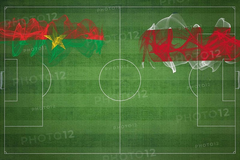 Burkina Faso vs Costa Rica Soccer Match, national colors, national flags, soccer field, football game, Competition concept, Copy space