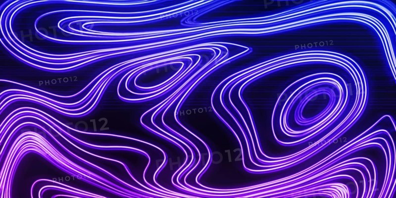 Neon Glow blue and purple lines on a dark background, Cyberpunk background