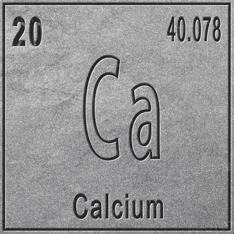 Calcium chemical element, Sign with atomic number and atomic weight, Periodic Table Element, silver background