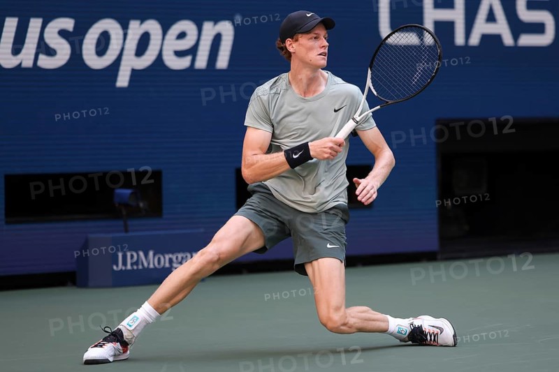 Tennis player Jannik Sinner of Italy in action at the US Open 2024 Championships, Billie Jean King Tennis Center, Queens, New York, USA, North America