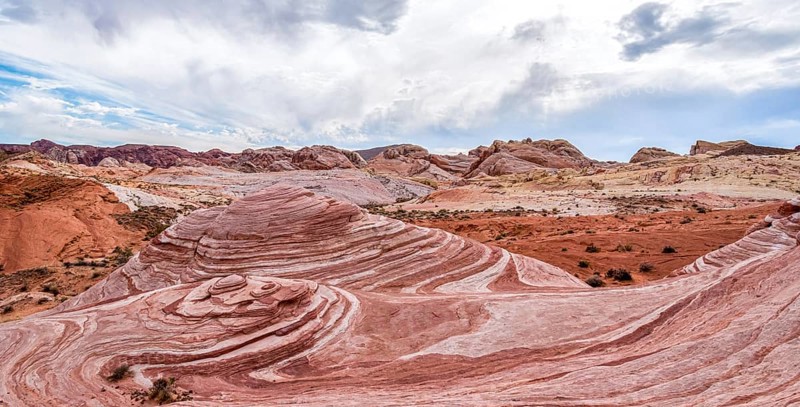 Iconic Fire Wave rock formation in the Valley of Fire State Park, USA, North America