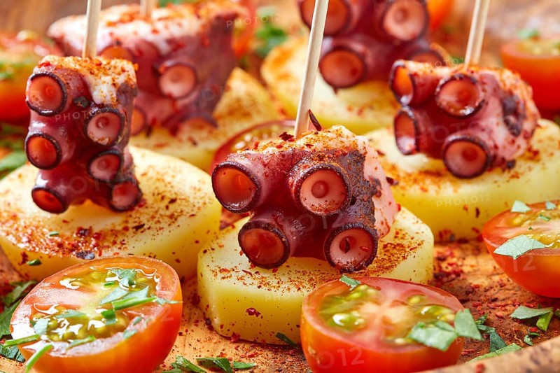 Galician Octopus a la Gallega tapas pinchos recipe from Spain with potatoes