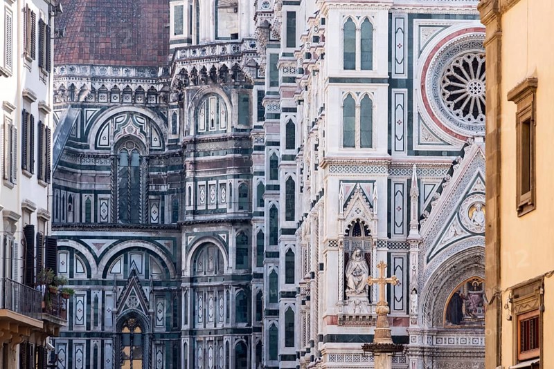 Neo-gothic facade of the renaissance cathedral Santa Maria del Fiore in Florence, Italy, Europe