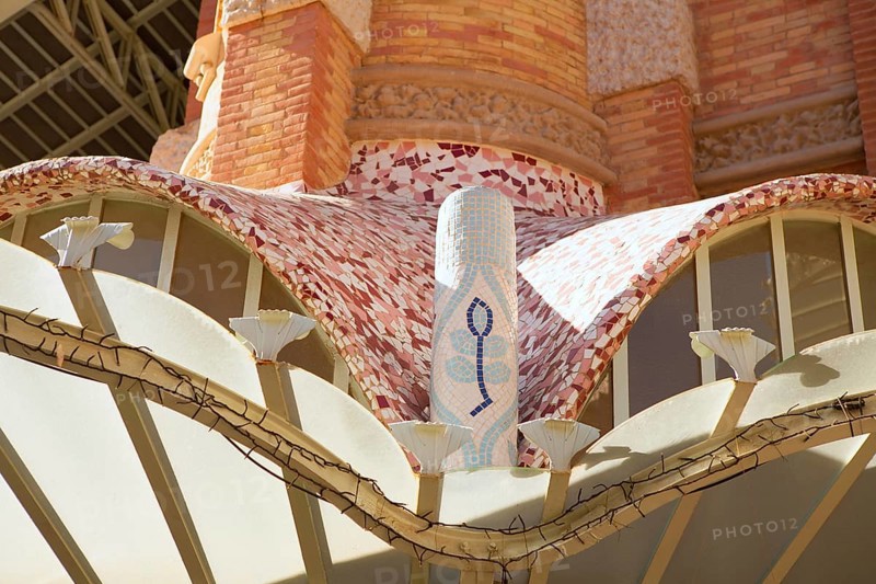 Vaencia Modernist detail of Colon Market with mosaic tiles at Spain