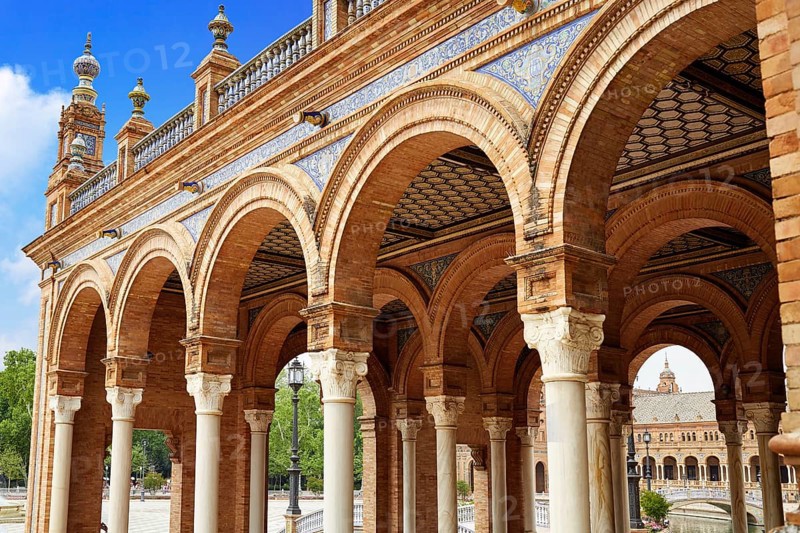 Seville Sevilla Plaza de Espana arcade Andalusia Spain square