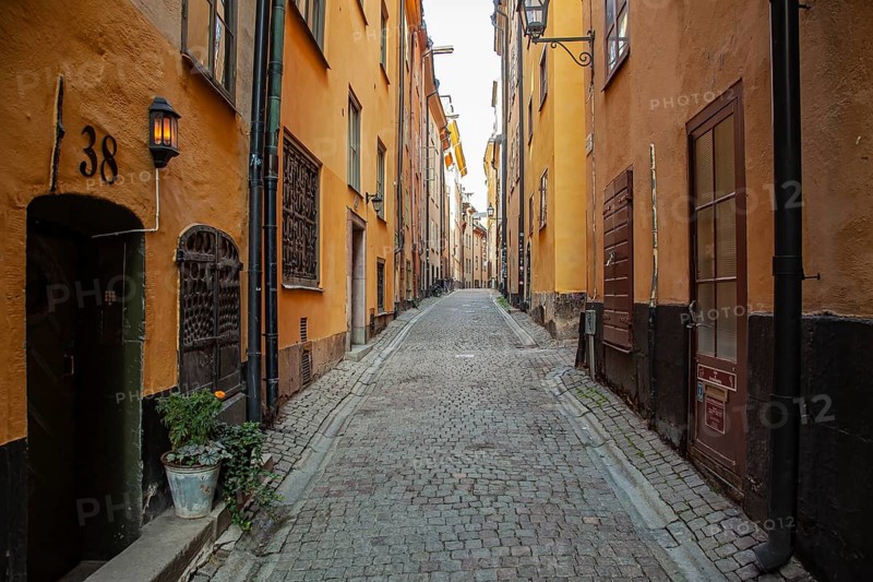 Alleyway in the Historic town Gamla Stan, Stockholm, Sweden, Scandinavia, Europe