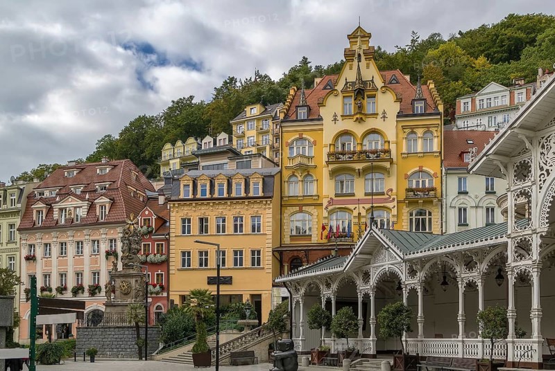 City centre of Karlovy Vary with Market Colonnade, Czech republic