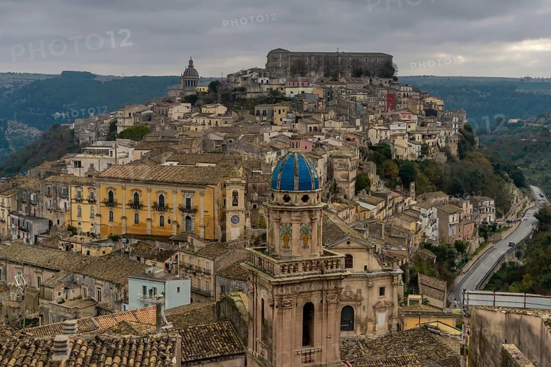 Ragusa, Italy, 27 December, 2023: view of the historic Old Town of Ibla Ragusa in southeastern Sicily, Europe