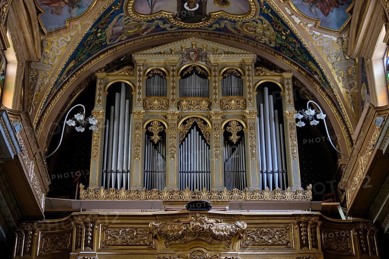 The organ loft of the Collegiate Parish Church of St Paul's Shipwreck, Valletta, Malta, Europe