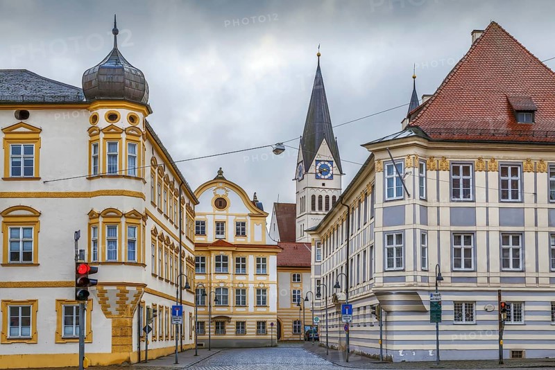 Historic houses on Leonrodplatz in Eichstatt, Germany, Europe