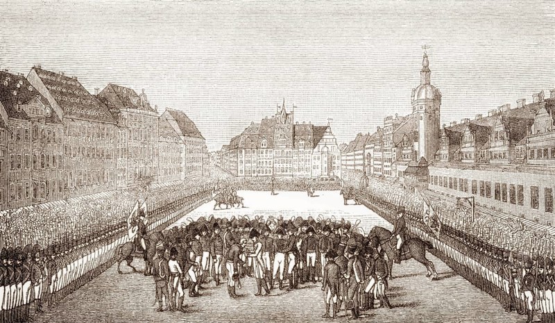 The monarchs and generals at the market place in Leipzig on 19.10.1813, Battle of the Nations, German Wars of Liberation