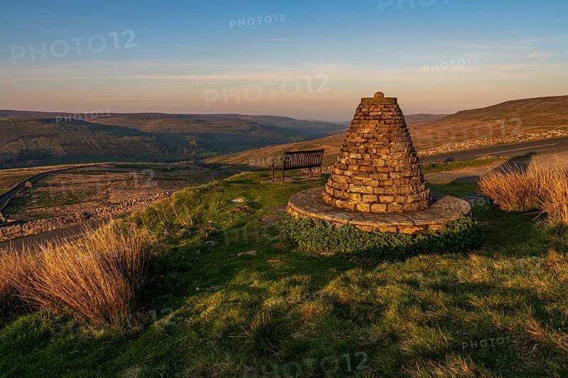 A bench with a view, seen at the Buttertubs Pass (Cliff Gate Rd) near Thwaite, North Yorkshire, England, UK