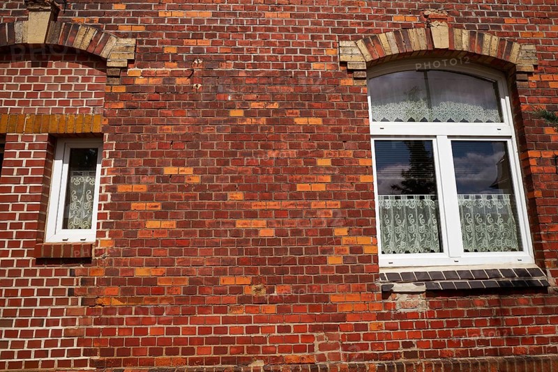 Nordhausen brick facades and windows in Harz Thuringia of Germany