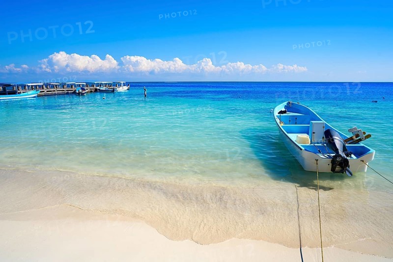 Puerto Morelos beach in Mayan Riviera Maya of Mexico