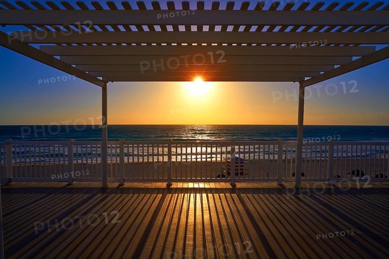 Cancun sunrise at Delfines Beach gazebo at Hotel Zone of Mexico