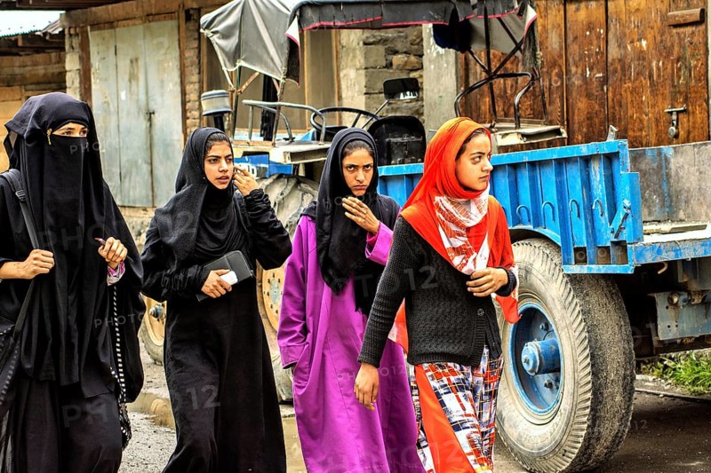 Kashmiri woman in burka, Dawar village, Gurez, Bandipora, Kashmir, India, Asia