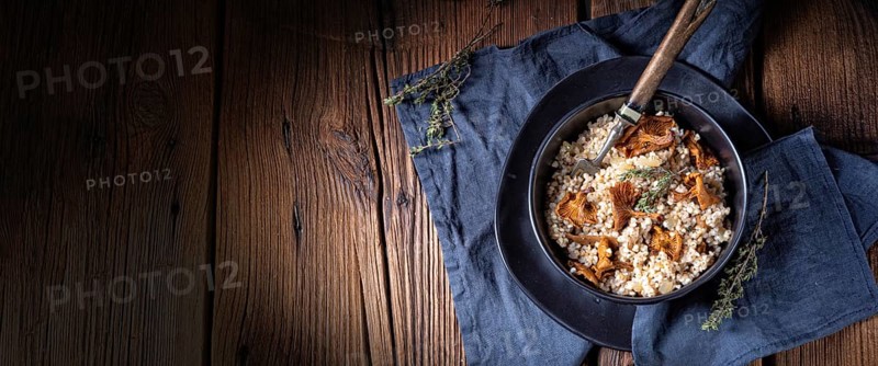 Kaszotto Polish risotto made from barley groats with mushrooms