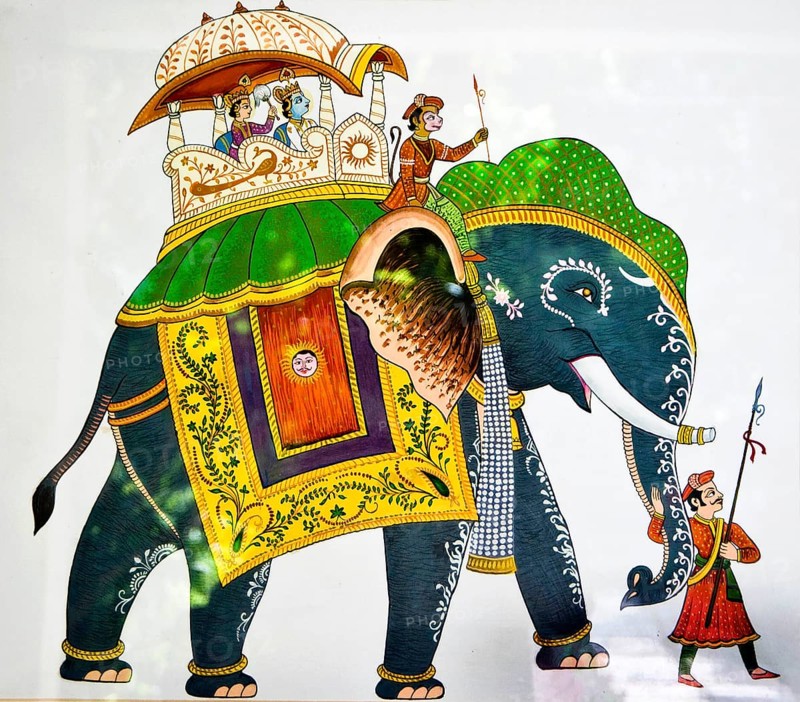 Elephant miniature paintings, varanasi, uttar pradesh, india, asia
