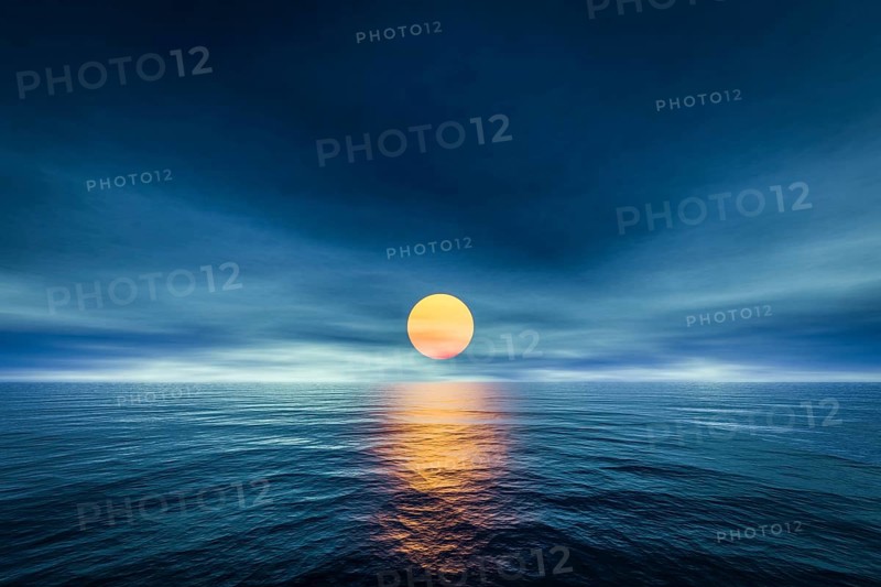 3d rendering of a sunset over the sea