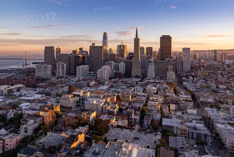 A picture of Downtown San Francisco at sunset