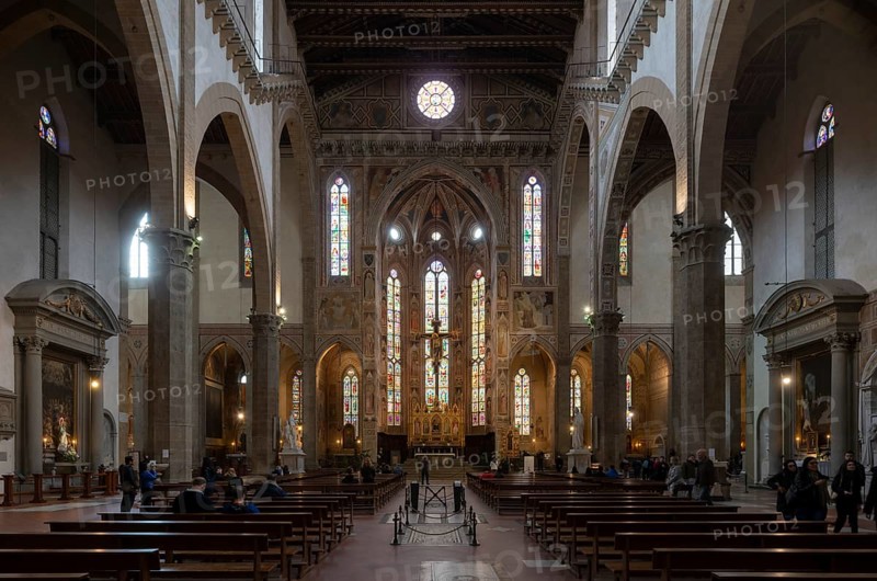 Florence, Firenze, Santa Croce, interior, view to the east