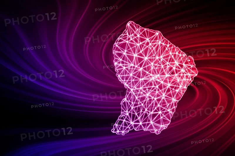 Map of French Guiana, Polygonal mesh line map, modern map