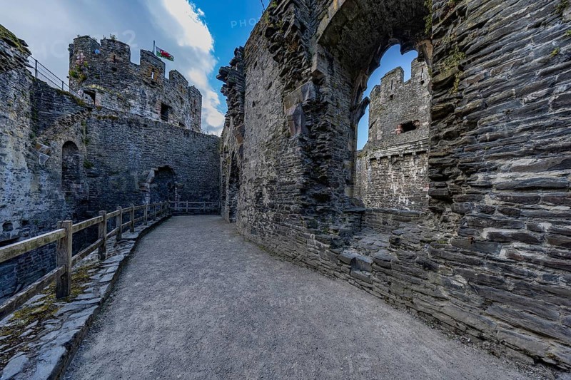 Conwy Castle, tour of the stone ruins of the castle, Conwy, Wales, Great Britain