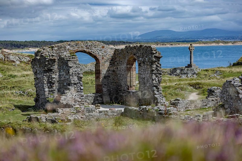 Ruins of the ruined St Dwynwen Church, Llanddwynn Island, Newborough, Anglesey, Wales, Great Britain