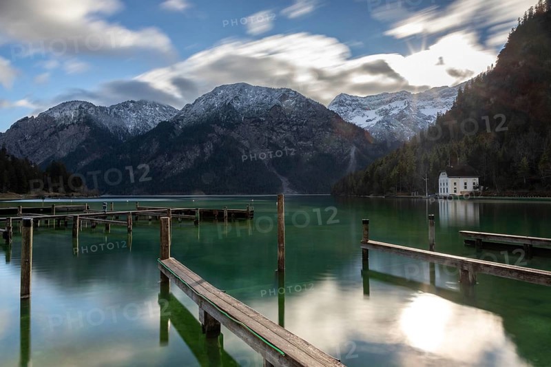 Cold morning at Plansee near Reutte, Tyrol, Austria, Europe
