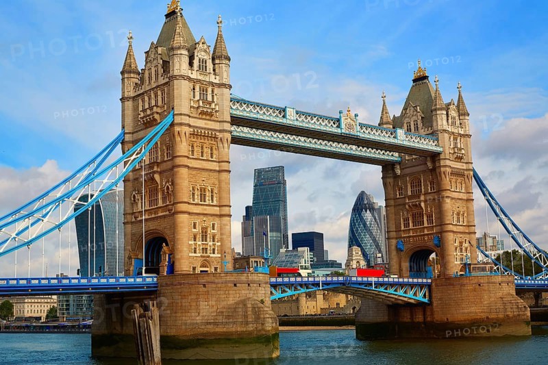 London Tower Bridge on Thames river in England