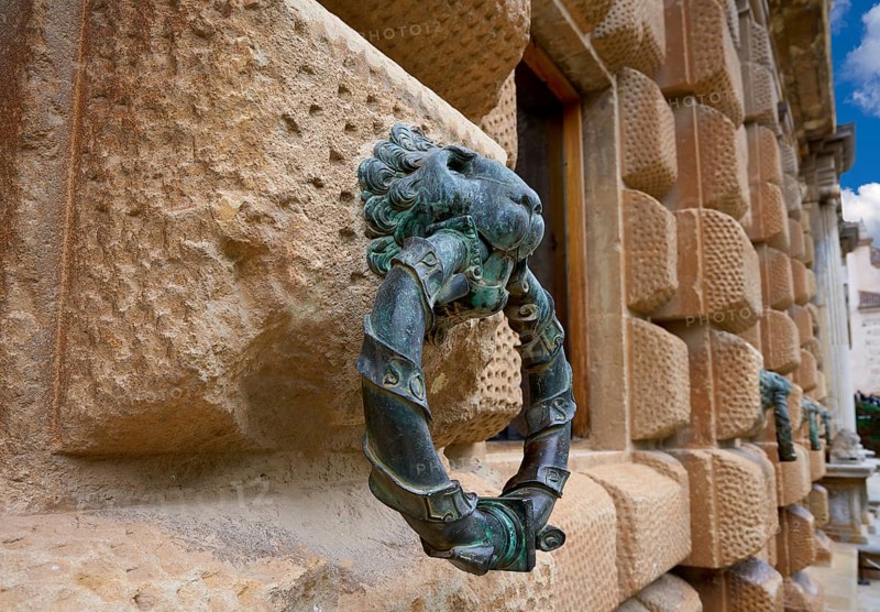 Alhambra lion holding ring in Carlos V of Granada Spain